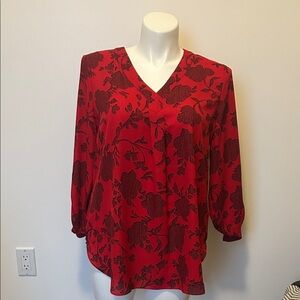 Apt. 9 Red Floral Blouse Size XL